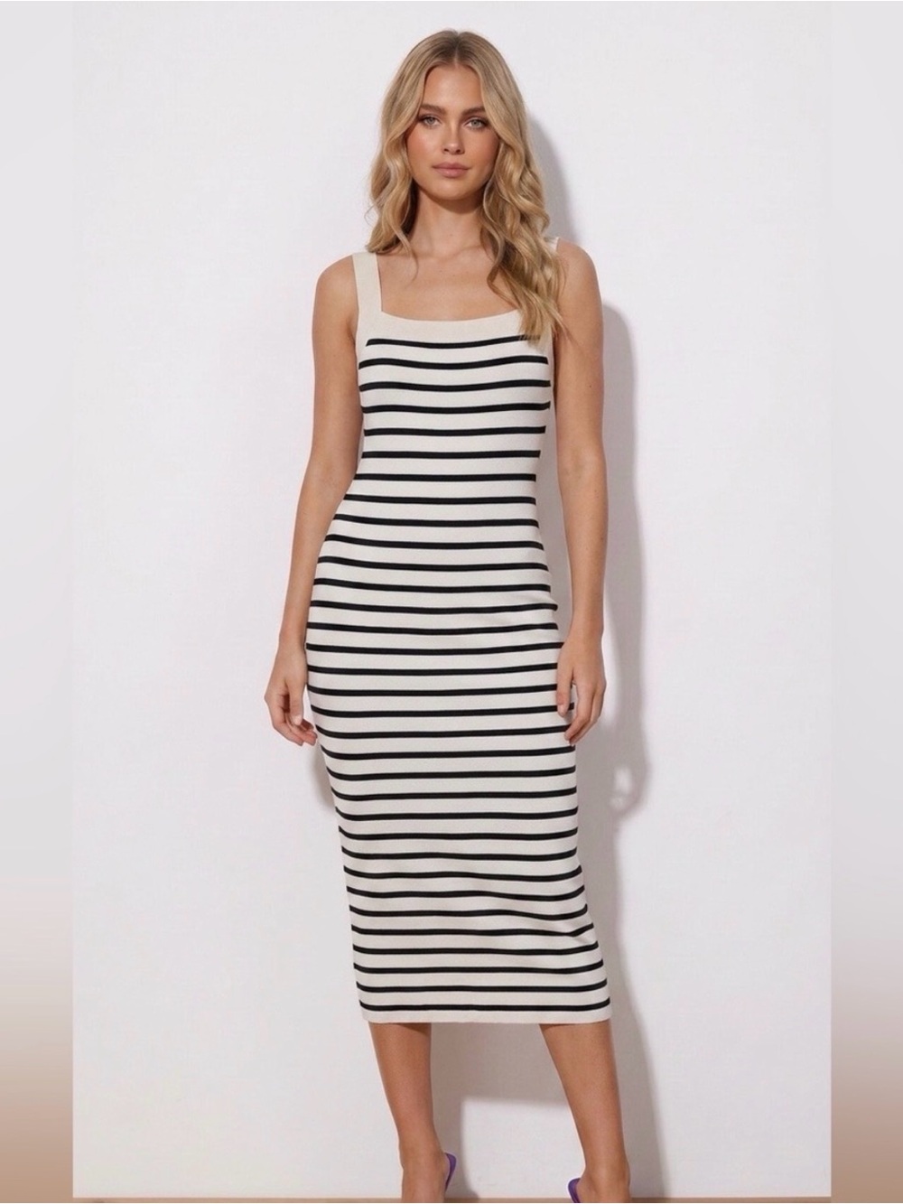 LOFT striped sweater midi dress